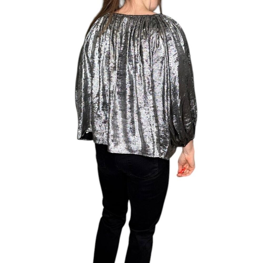 THE GREAT Silver Glam The Palmette Blouse Top Women's Size 2 US‎ Medium NWT - Picture 7 of 11